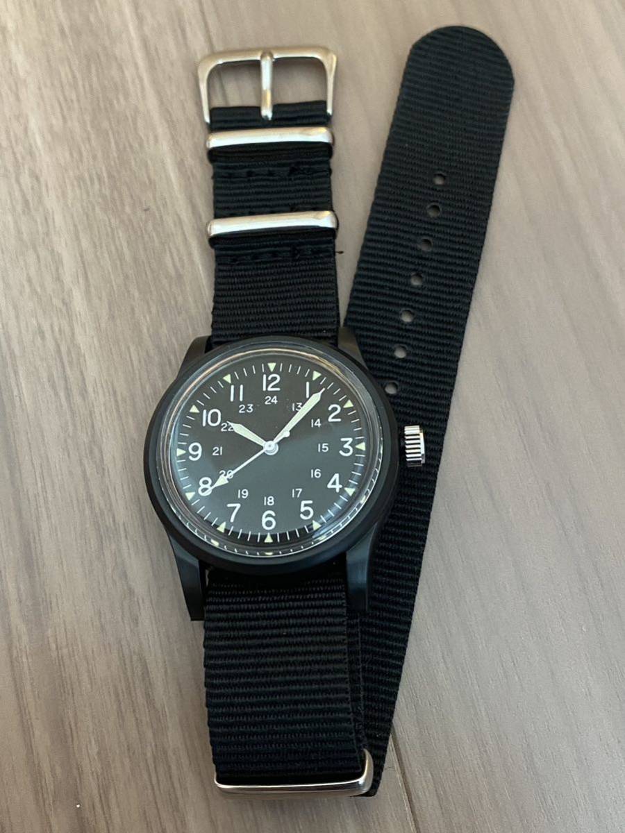ミリタリーウォッチ　腕時計　セイコークォーツ　NATOベルト　ブラック_画像3