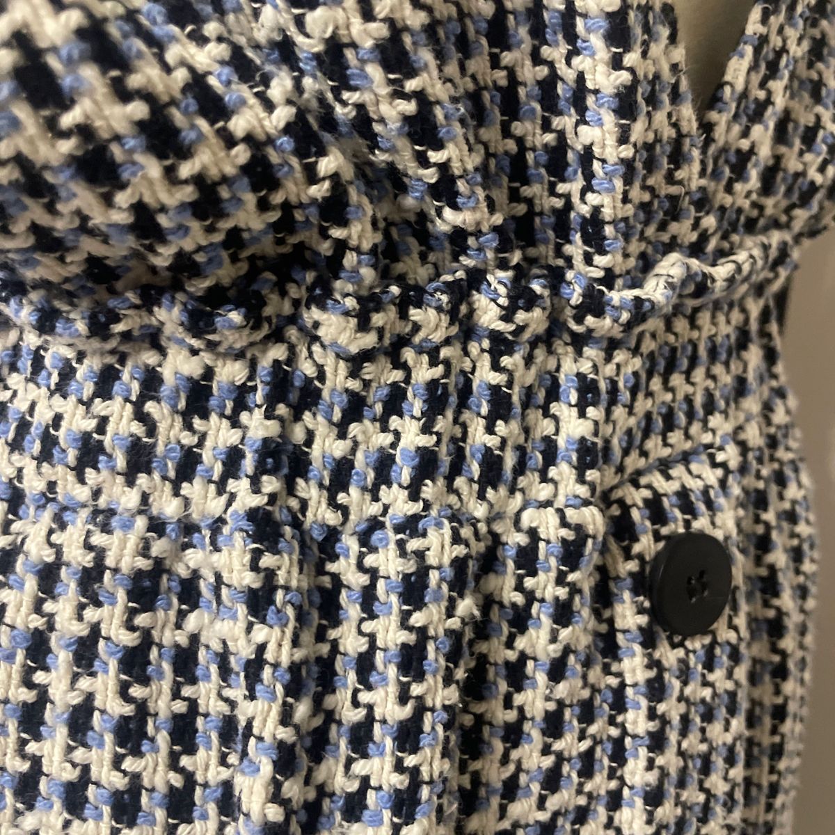 ZARA ザラ ツイード ワンピース ミニスカート ジャンパースカート 水色 白 黒 チェック ボタン ノースリーブ