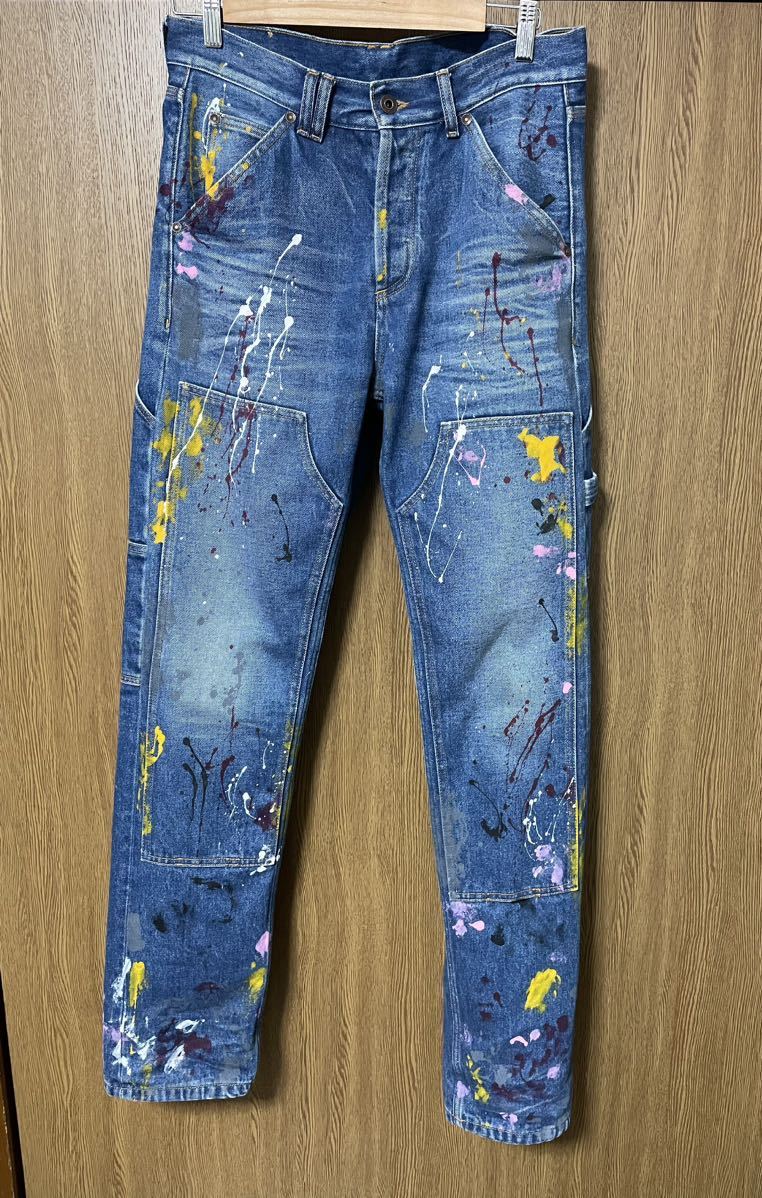 希少 OFF-WHITE ヴァージル アブロー オフホワイト PAINT CARPENTER JEANS ペイント カーペンタージーンズ 30 size_画像1