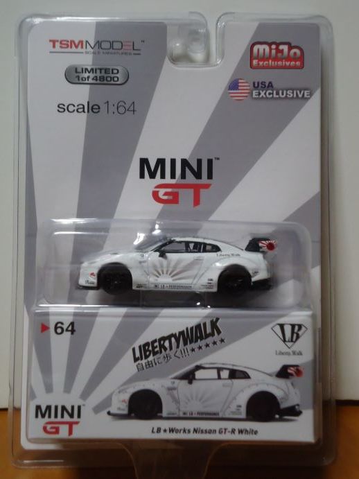 ★MINI GT 1/64　LB WORKS Nissann GT-R White　リバティー ウオーク ニッサンGT-R ホワイト　未開封★_画像1