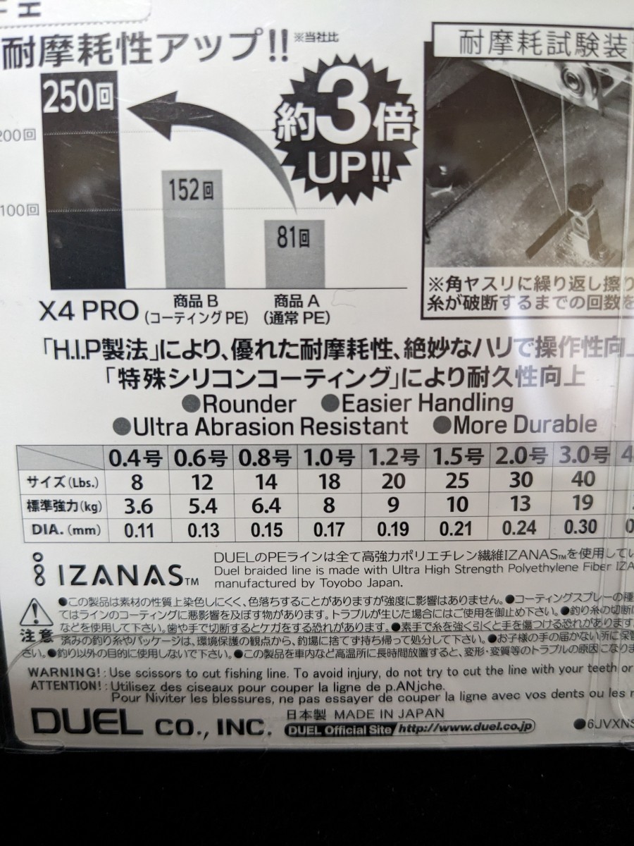 　デュエル【ハードコア X4 PRO　1.0号　150m　イエロー】ＤＵＥＬ_画像3