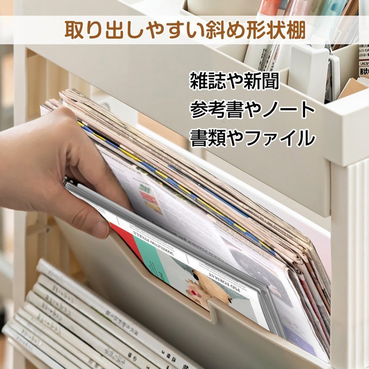 送料無料 マガジンラック おしゃれ スリム 大容量 キャスター付き ワゴンタイプ 移動 雑貨屋文具 小物 収納 収納用品 理容室 sg109_画像8