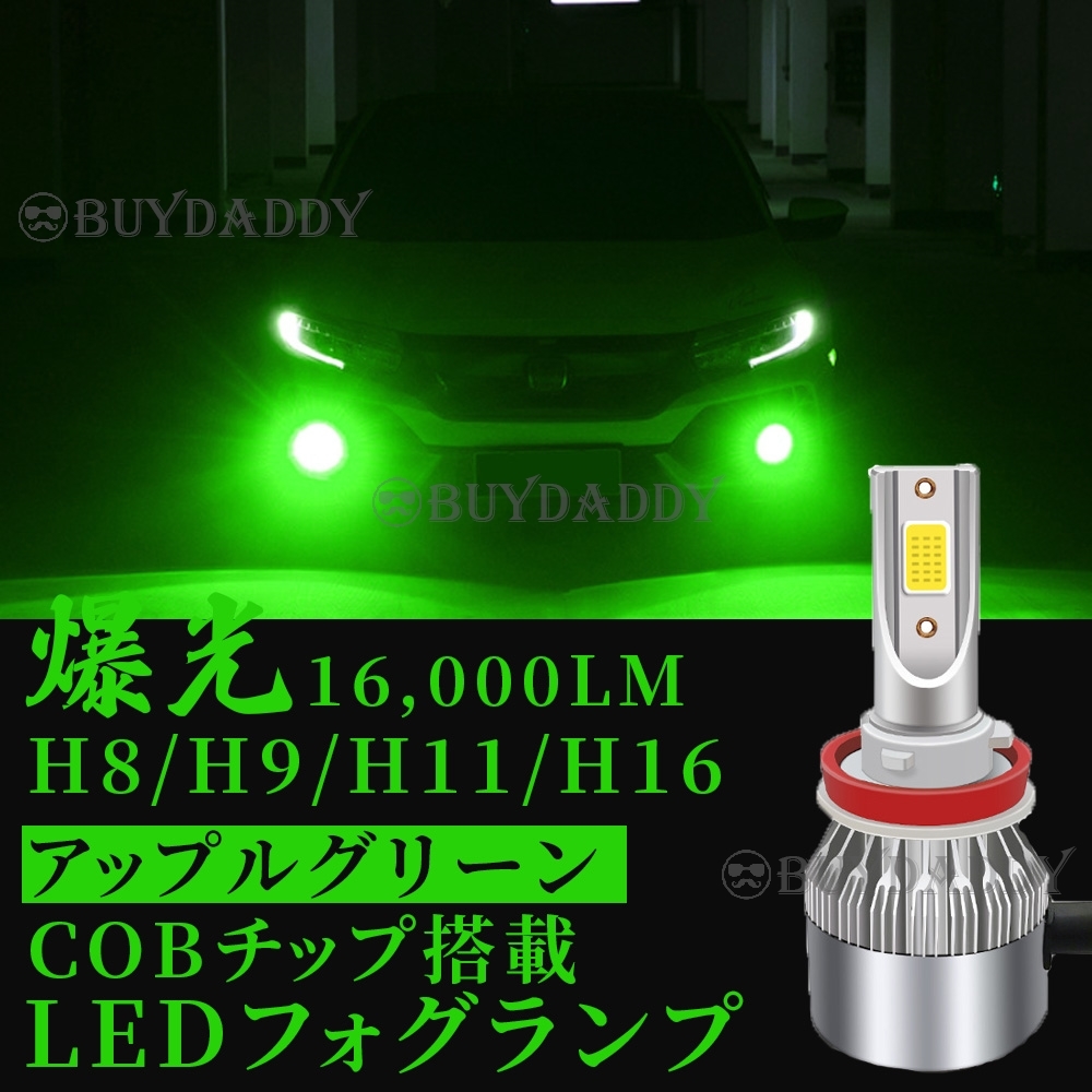 大人気 爆光 LED フォグランプ H8 H11 H16 アップルグリーン 12v 24v フォグライト 送料無料 初期保証_画像1