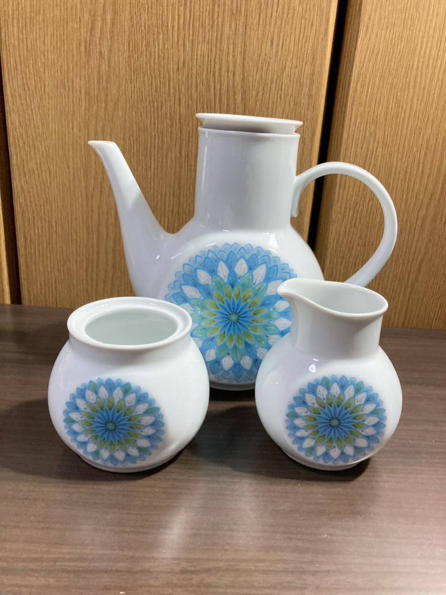 ▼ノリタケ《バハマ　ティーポット　1個 クリーマー　1個 シュガーポット　1個》陶器製　Noritake BAHAMA