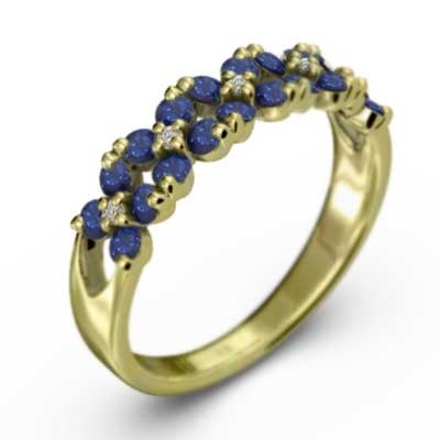 k18イエローゴールド 指輪 ブルーサファイア 9月誕生石 Flower フラワー