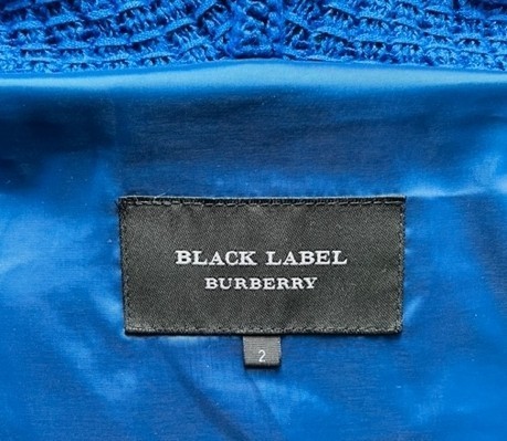 【BURBERRY BLACKLABEL】極美品 ダッフルコート ロゴプレート トグル ジップ 圧縮ニット M バーバリーブラックレーベル ブルー ジャケット _画像8