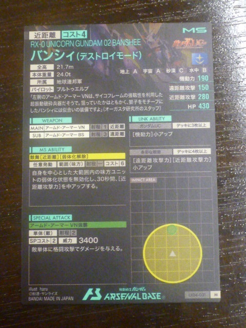 ガンダム アーセナルベース LX4弾 モビルスーツ M マスターレア バンシィ（デストロイモード） 地球連邦軍 数量3_画像2