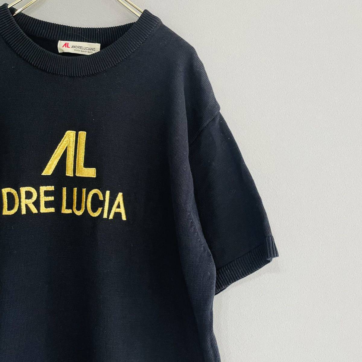 ANDRELUCIANO Andre Luciano б/у одежда золотой Logo вязаный футболка короткий рукав вязаный б/у полный gi