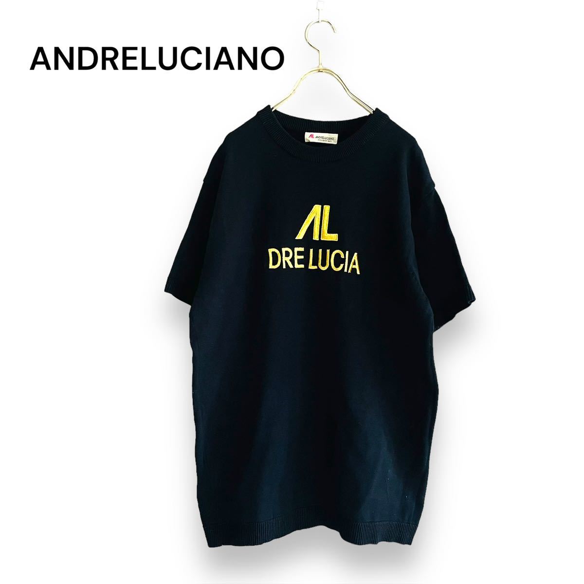 ANDRELUCIANO Andre Luciano б/у одежда золотой Logo вязаный футболка короткий рукав вязаный б/у полный gi