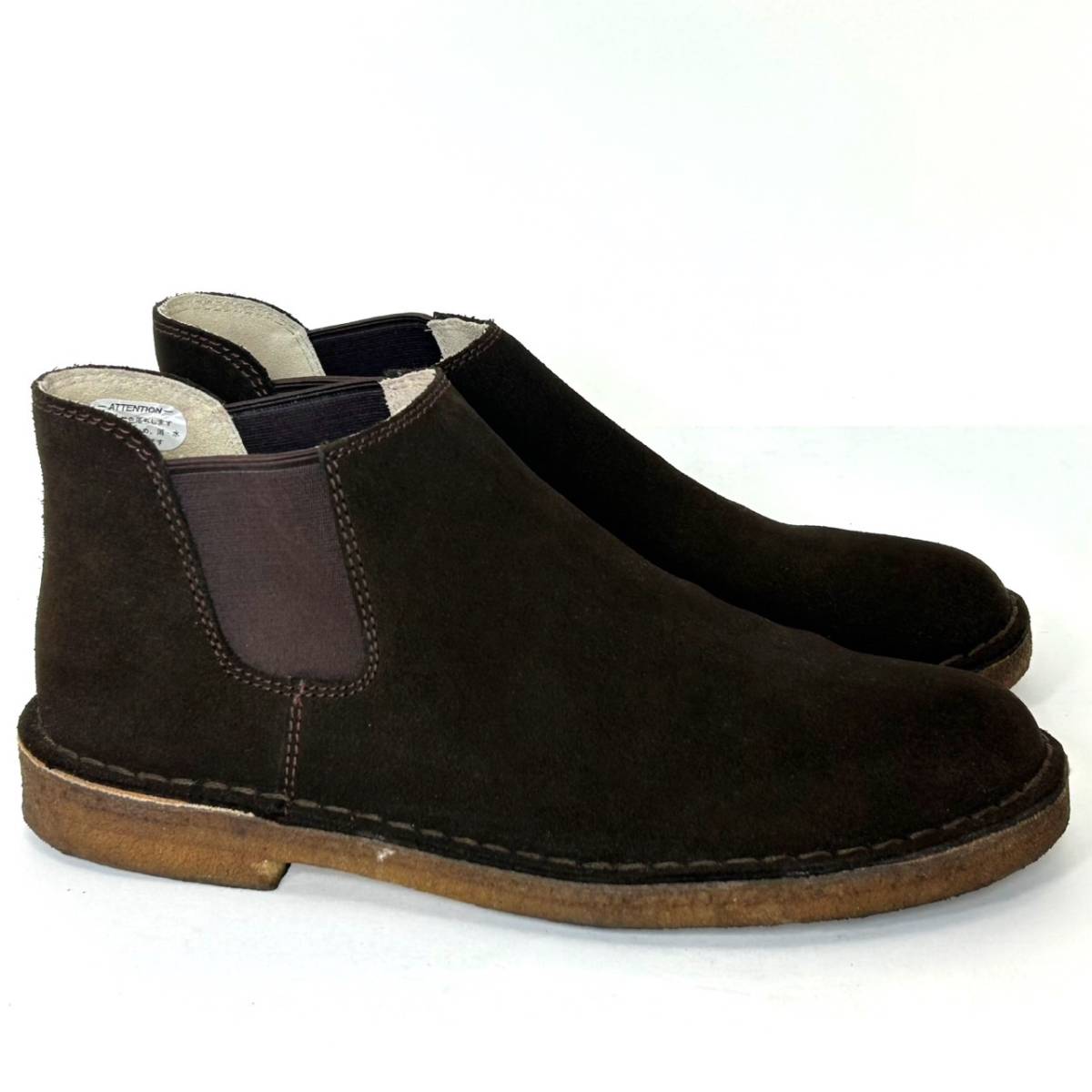  быстрое решение использование немного Clarks Clarks мужской UK8.5 26.5cm степень замша натуральная кожа со вставкой из резинки ботинки чай casual платье обувь кожа обувь б/у 