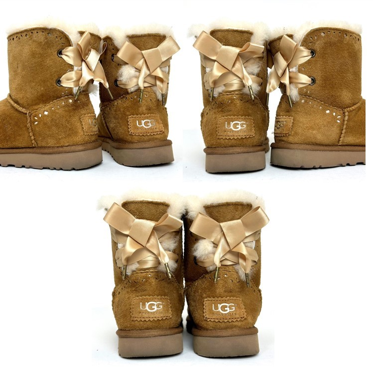 即決 UGG australia アグ オーストラリア 23cm レディース ムートン ショートブーツ リボン ブラウン カジュアル ドレス シューズ 暖かい_画像8