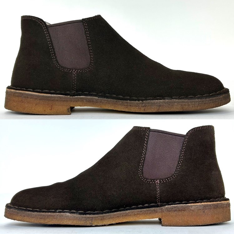  быстрое решение использование немного Clarks Clarks мужской UK8.5 26.5cm степень замша натуральная кожа со вставкой из резинки ботинки чай casual платье обувь кожа обувь б/у 