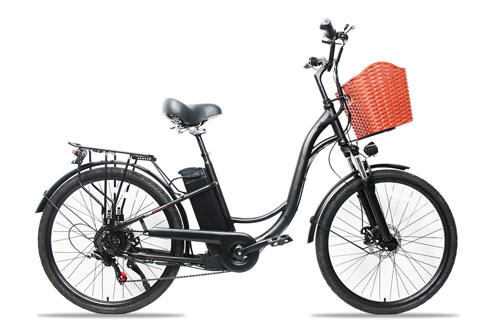 新品　フル電動自転車大容量リチウムイオンバッテリー搭載「軽風２６」カゴ付　26インチ