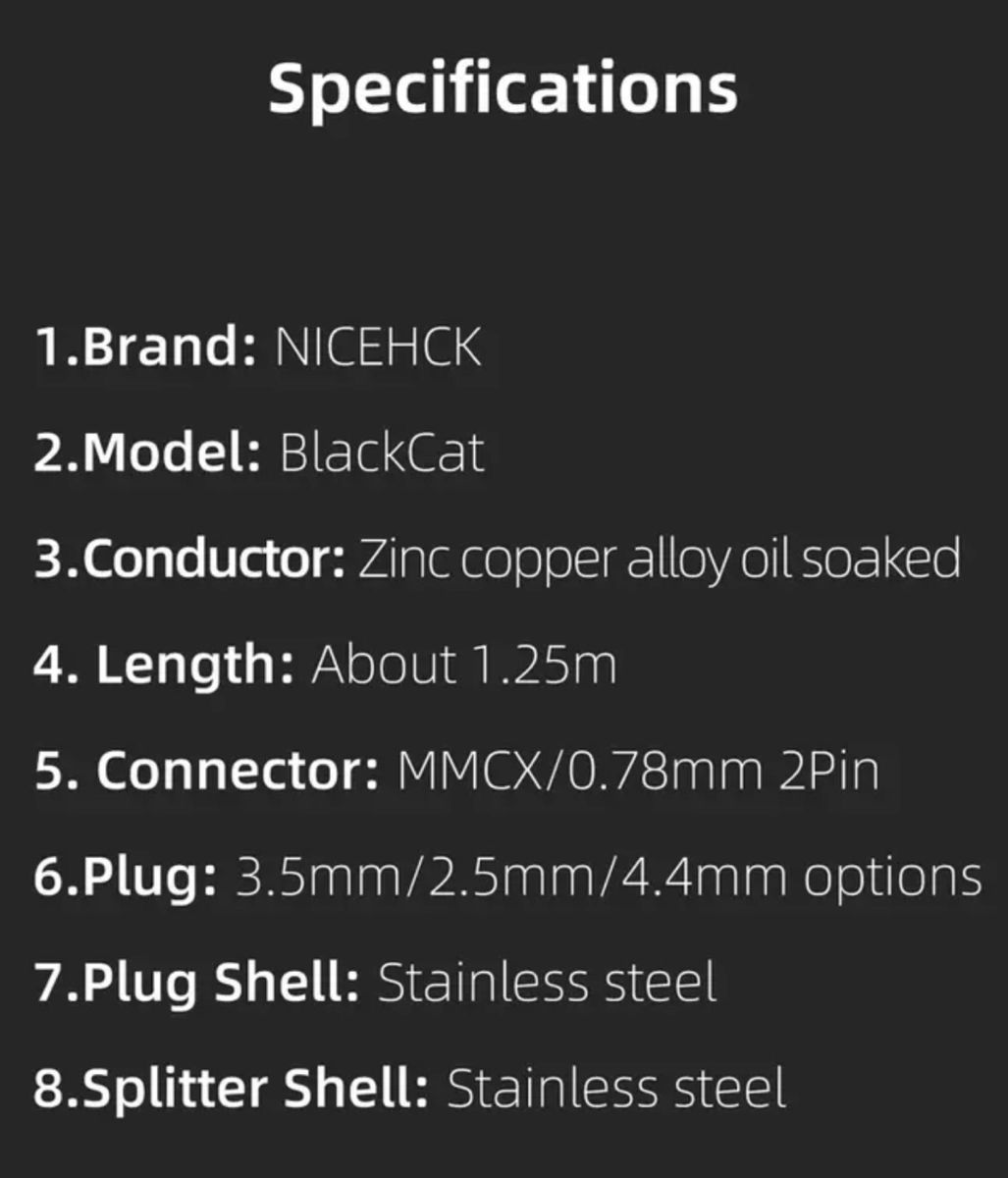 MMCX 3.5mm BlackCat NICEHCK イヤホンケーブル リケーブル 音質改善