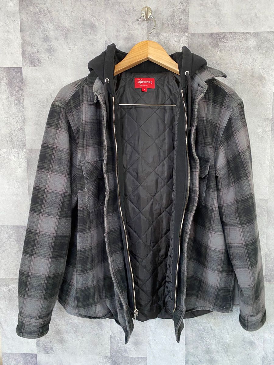 Supreme Hooded Flannel Zip Up Shirtフーデッド フランネル シャツ