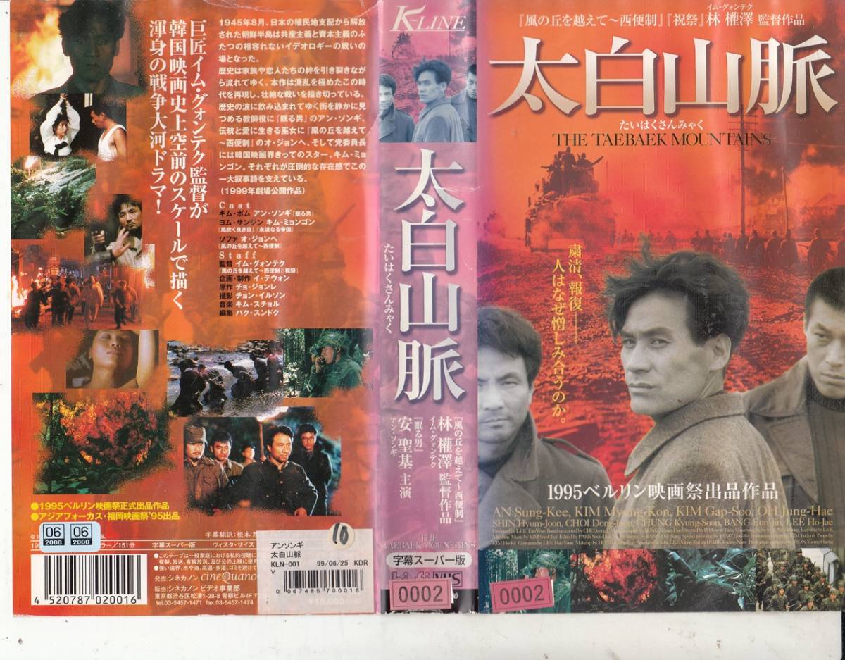 太白山脈(1994)■傑作ＶＨＳ/朝鮮動乱・戦争大河ドラマ/監督/イム・グォンテク/アン・ソンギ/キム・ミョンゴン/オ・ジョンヘ_画像1