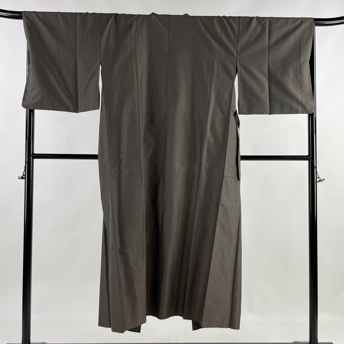 新品】 道中着 身丈141cm 【中古】 逸品 美品 正絹 茶緑色 幾何学模様