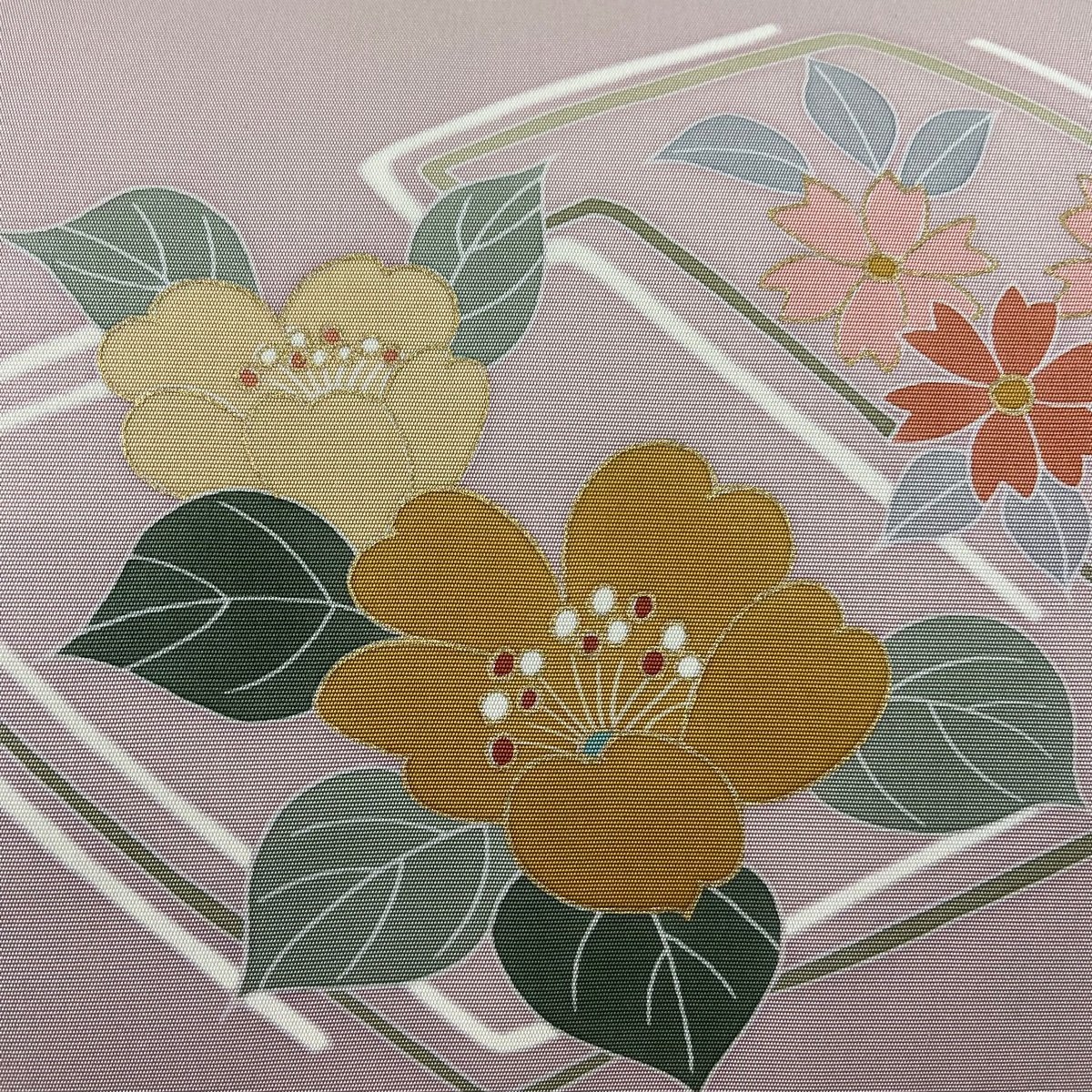 名古屋帯 美品 秀品 草花 金彩 ピンク 正絹 【中古】_バイセル 14118_2