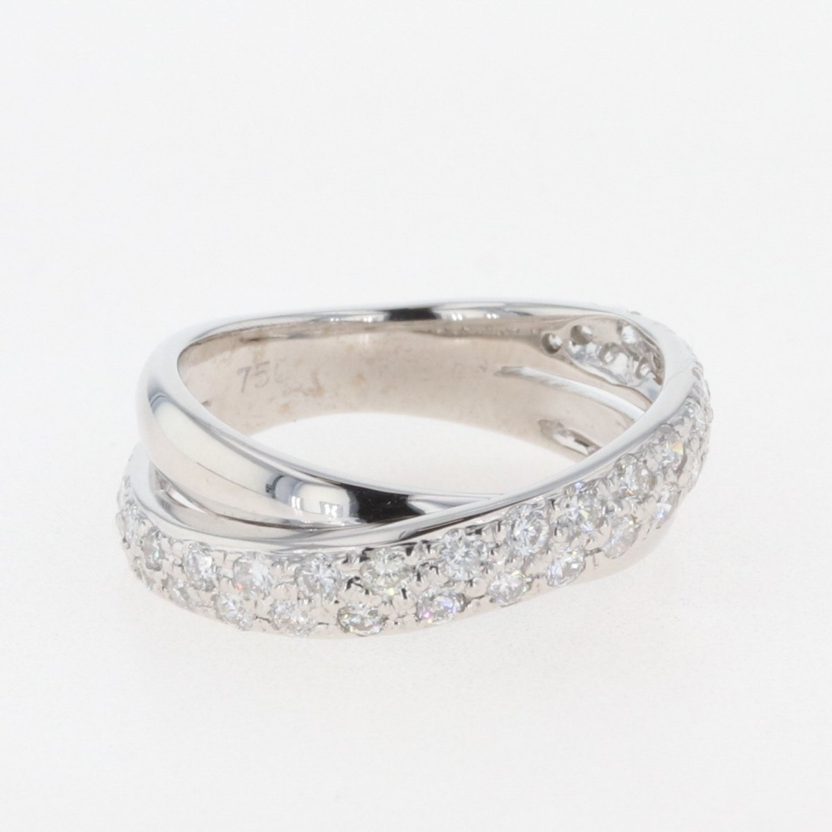 メレダイヤ デザインリング 指輪 リング 2.5号 K18 ダイヤモンド レディース 【中古】