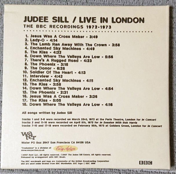 【water197】 Judee Sill /Live In London :The BBC Recordings 1972-1973 ジュディー・シル／ライヴ・イン・ロンドン_画像2