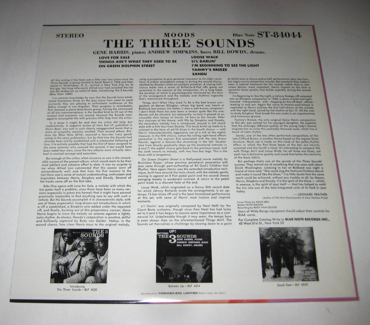 ★名盤！ムーズ／ザ・スリー・サウンズ 　◆ブルーノート◆　ラヴ・フォー・セイル　★RUDY　VAN　GELDER★　美女ジャケット　入手困難！_画像2
