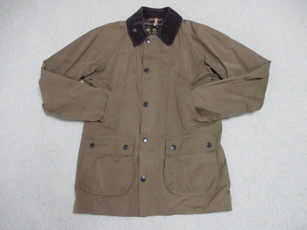 美品 Barbour BEAMS ノンオイル ビンテージ加工 ハンティングジャケット 36 S バブアー BEDALE SL ビデイル ピーチドスキン  セージ