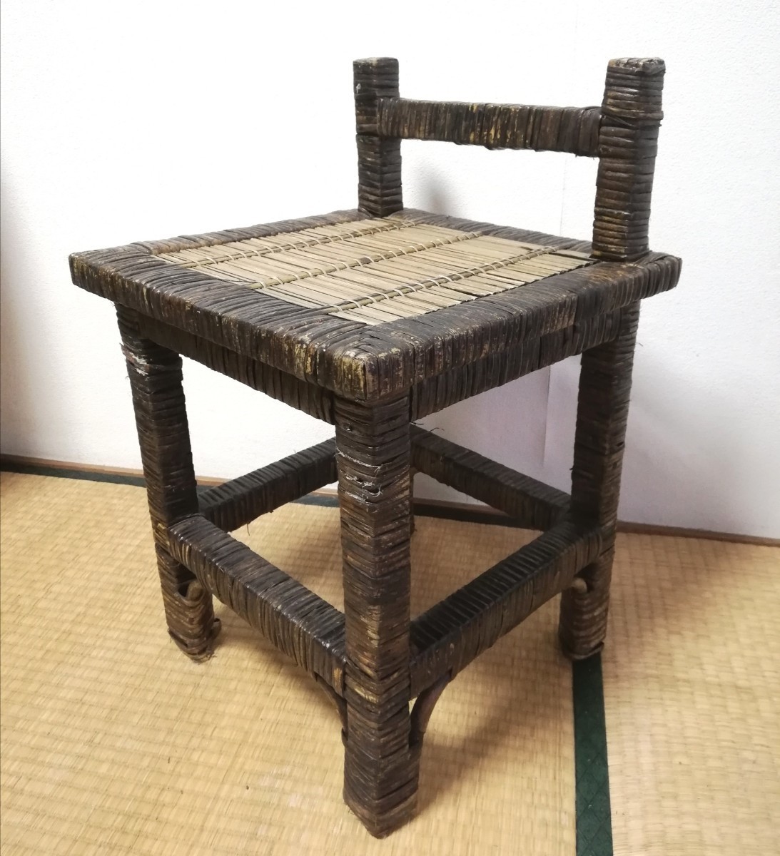  Vintage chair rattan chair wistaria Asian furniture retro old Japanese-style house interior 