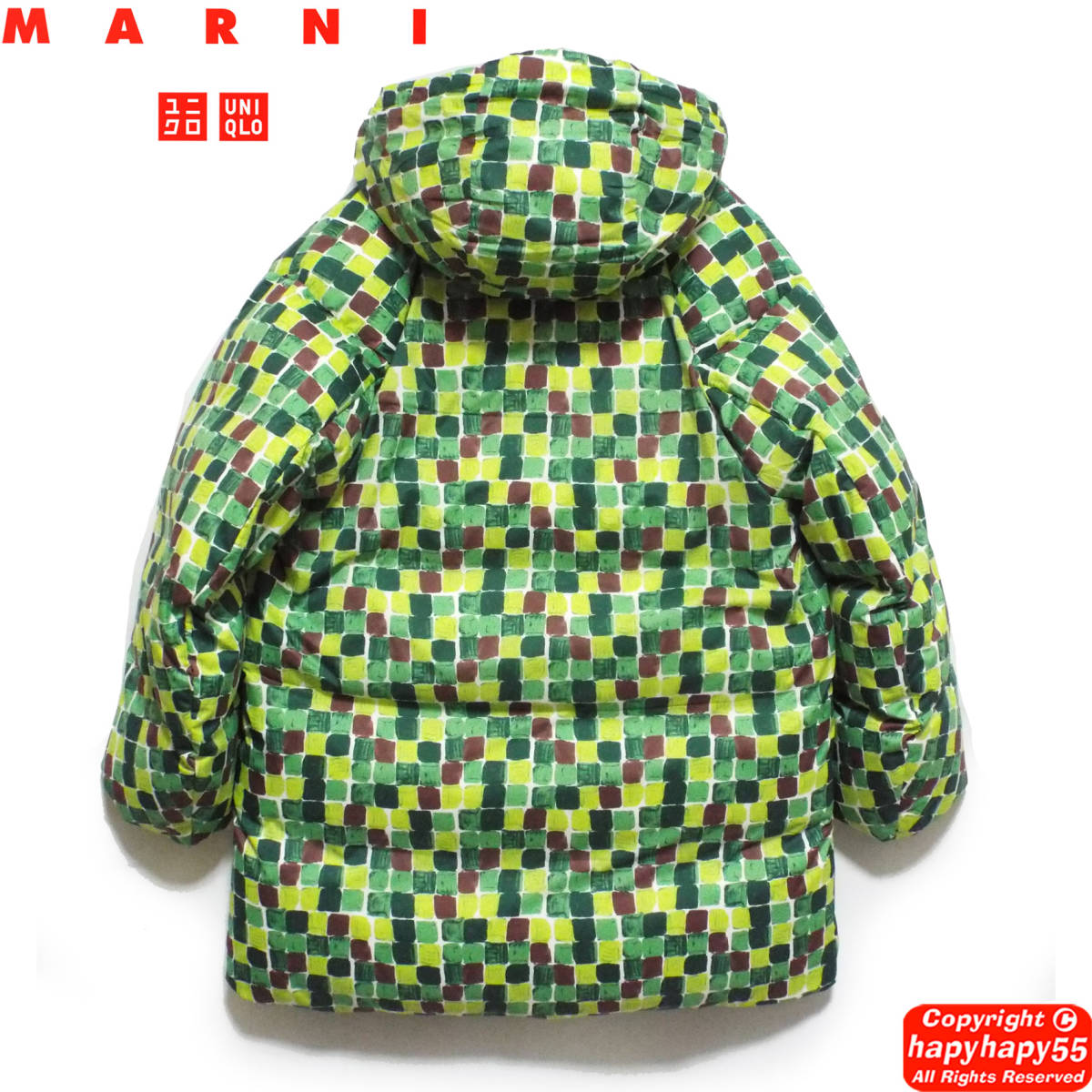 新品■UNIQLO and MARNI オーバーサイズダウンコート◆マルニ 限定コラボ かわいいビッグシルエット カラフル グラフィック柄 お洒落_画像3