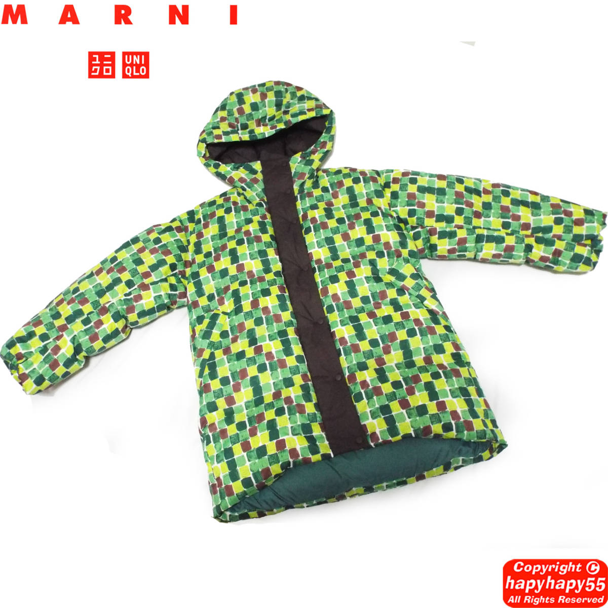 新品■UNIQLO and MARNI オーバーサイズダウンコート◆マルニ ユニクロ 限定コラボ かわいいビッグシルエット カラフル グラフィック柄