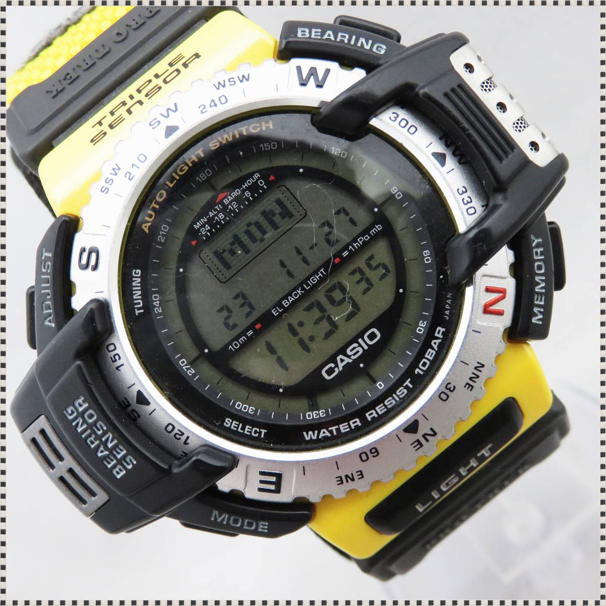 カシオ プロトレック PRT-40UJ デジタル メンズ 腕時計 稼働品 イエロー CASIO PRO TREK HA112702_画像1
