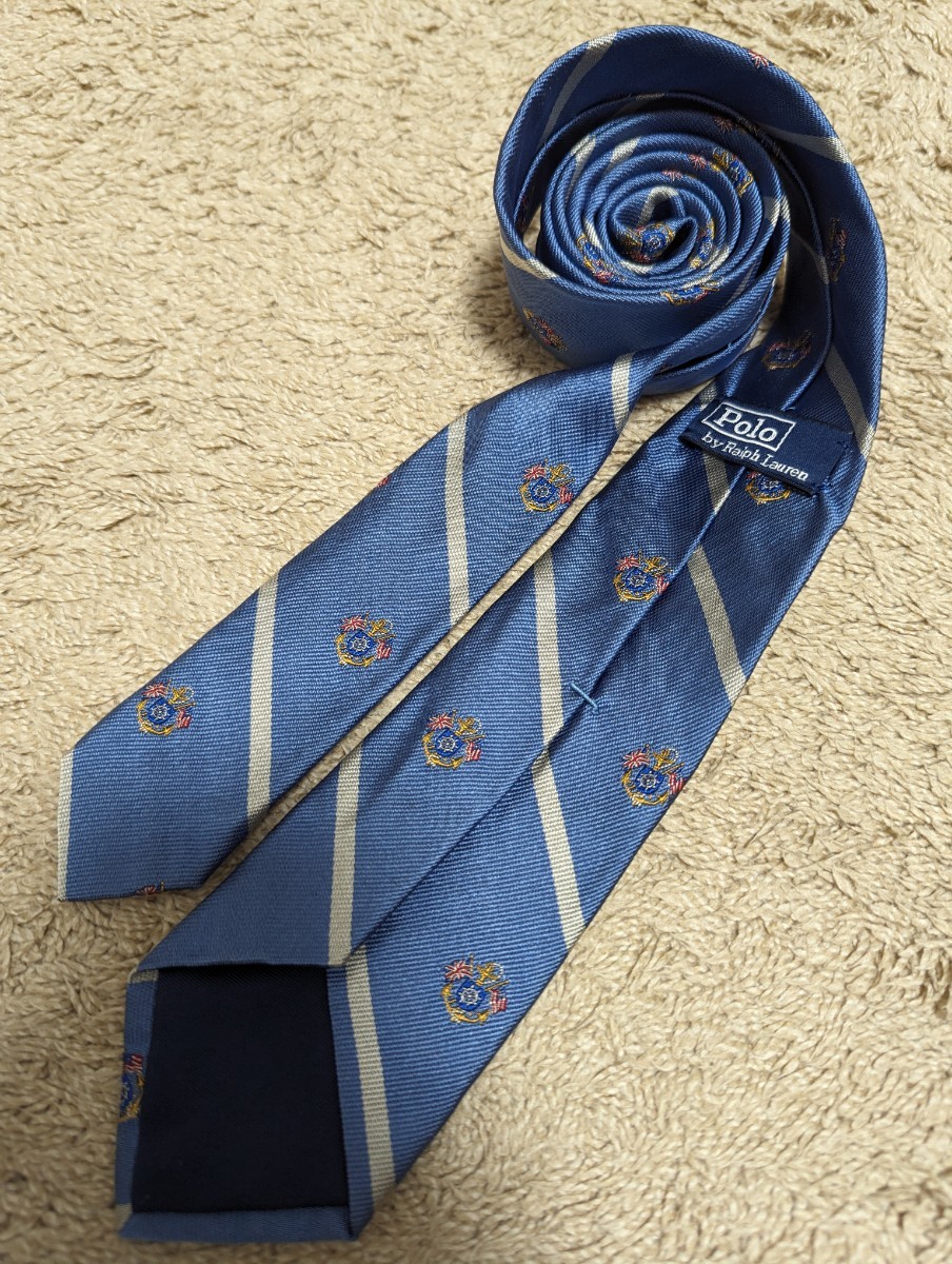  beautiful goods Polo by Ralph Lauren Polo bai Ralph Lauren necktie Royal k rest blue group silk Italy made 