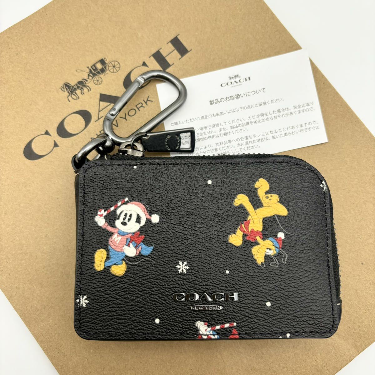 中古】 キー COACH】Lジップ X 【DISNEY ケース プリント！ ホリデイ