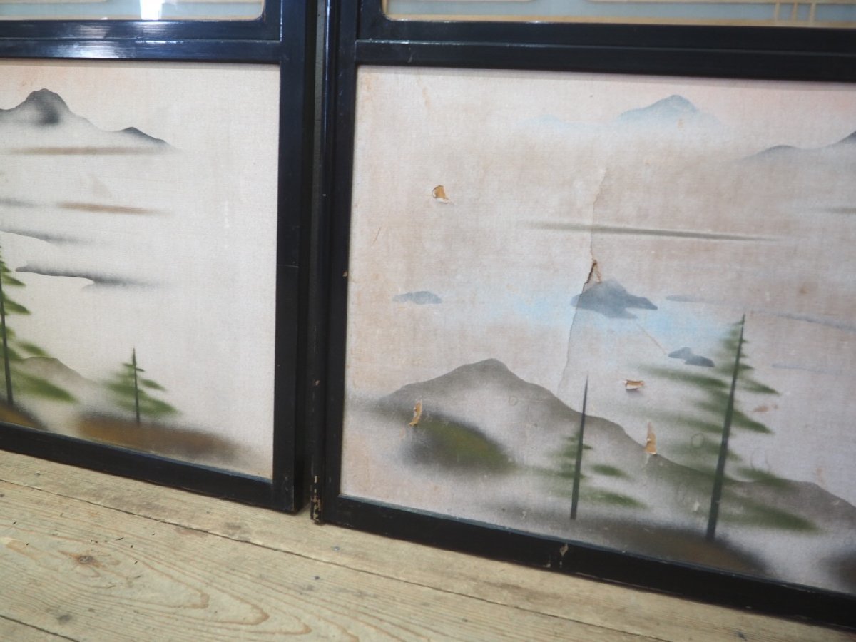 taN0803*[H173,5cm×W89,5cm]×4 sheets * both sides glass entering * collection . skill. retro both sides .* fittings fusuma sliding door sash old Japanese-style house interior peace .N pine 