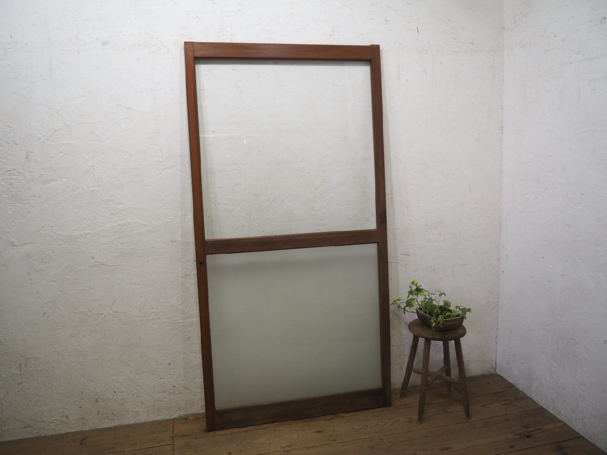 taN0792*(2)[H176cm×W91cm]* Showa Retro . old tree frame glass door * old fittings sliding door sash old Japanese-style house reproduction housing reform antique M pine 