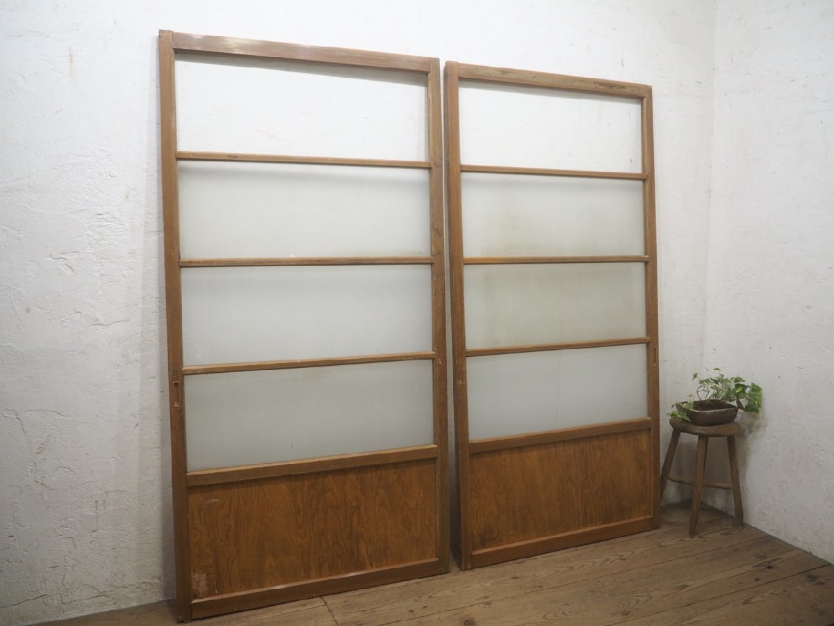 taN0977*(2)[H176,5cm×W90cm]×2 sheets * antique * taste ... exist old wooden glass door * fittings sliding door entranceway door old Japanese-style house reproduction housing retro N pine 