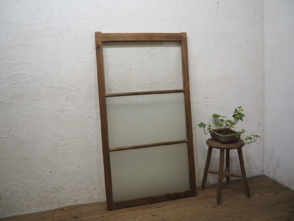 taO0108*(3)[H123,5cm×W67cm]* retro taste ... old tree frame glass door * old fittings sliding door sash old Japanese-style house reproduction store furniture Vintage L under 