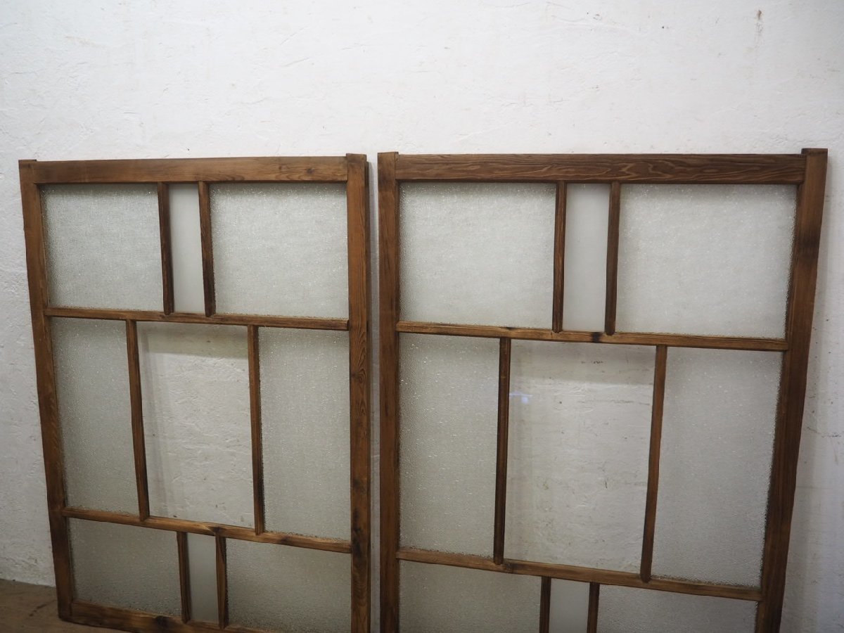 割引発見 タO0110◇(2)【H122cm×W87cm】×2枚◇アンティーク◇ダイヤガラス 建具