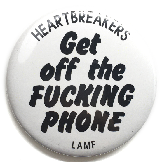 デカ缶バッジ 58mm Johnny Thunders &the Heartbreakers ジョニーサンダーズ New York Dolls Get Off The Fucking Phone_画像1