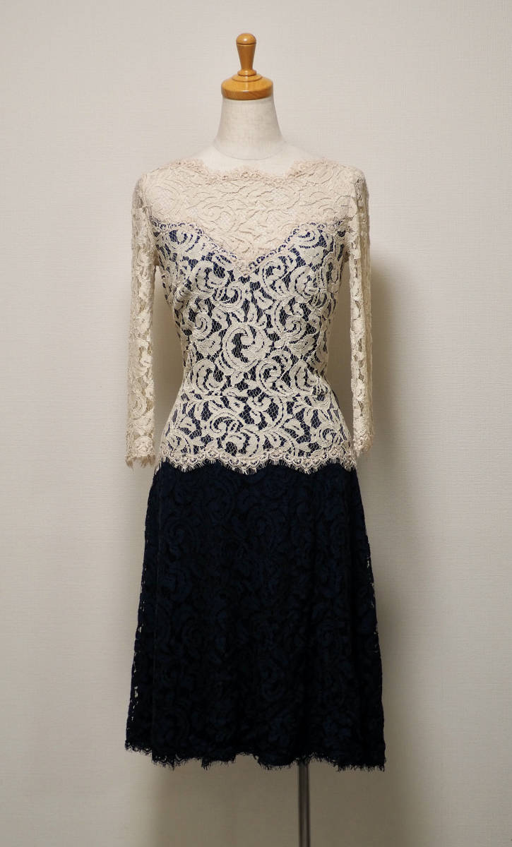 TADASHI SHOJI タダシショージ NAVY & BEIGE ワンピース 「４ 」/ ９号 