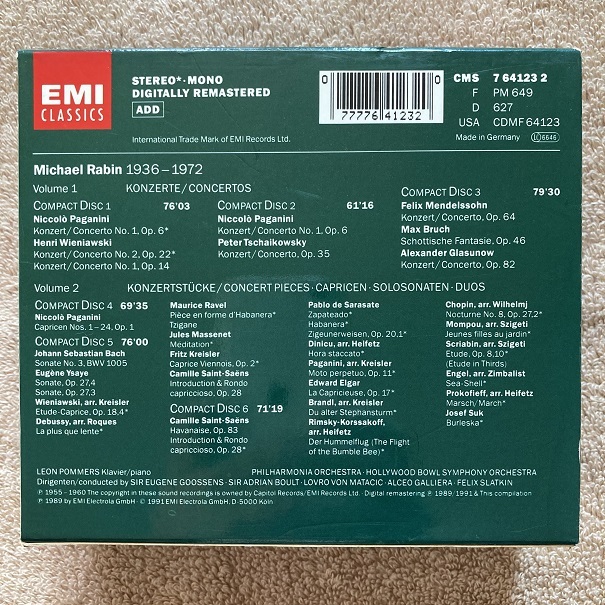 独盤 EMI★Michael Rabin 1936-1972(6CD)★マイケル・レビン/Made in Germany CMS 7641232_画像2