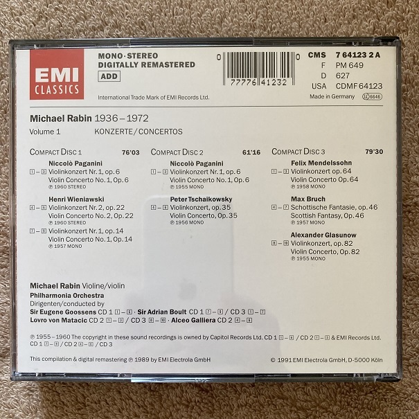 独盤 EMI★Michael Rabin 1936-1972(6CD)★マイケル・レビン/Made in Germany CMS 7641232_画像7