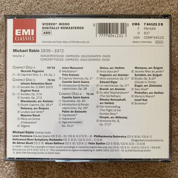 独盤 EMI★Michael Rabin 1936-1972(6CD)★マイケル・レビン/Made in Germany CMS 7641232_画像8