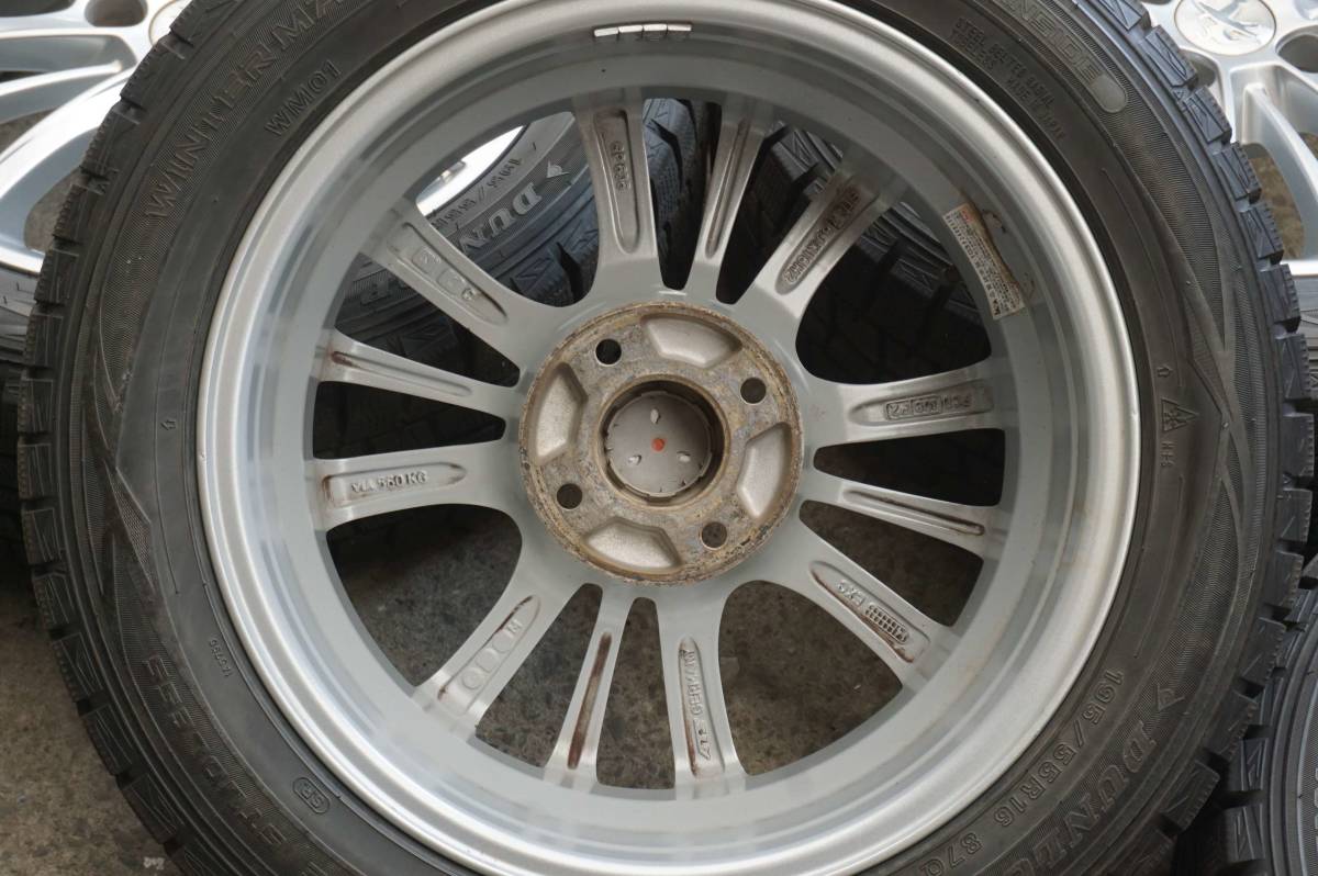 深溝８分～ ダンロップ WM01 195/55R16 プジョー純正 6J +27 PCD108 207 208 SW シトロエン C3 流用等 *661c2_画像10