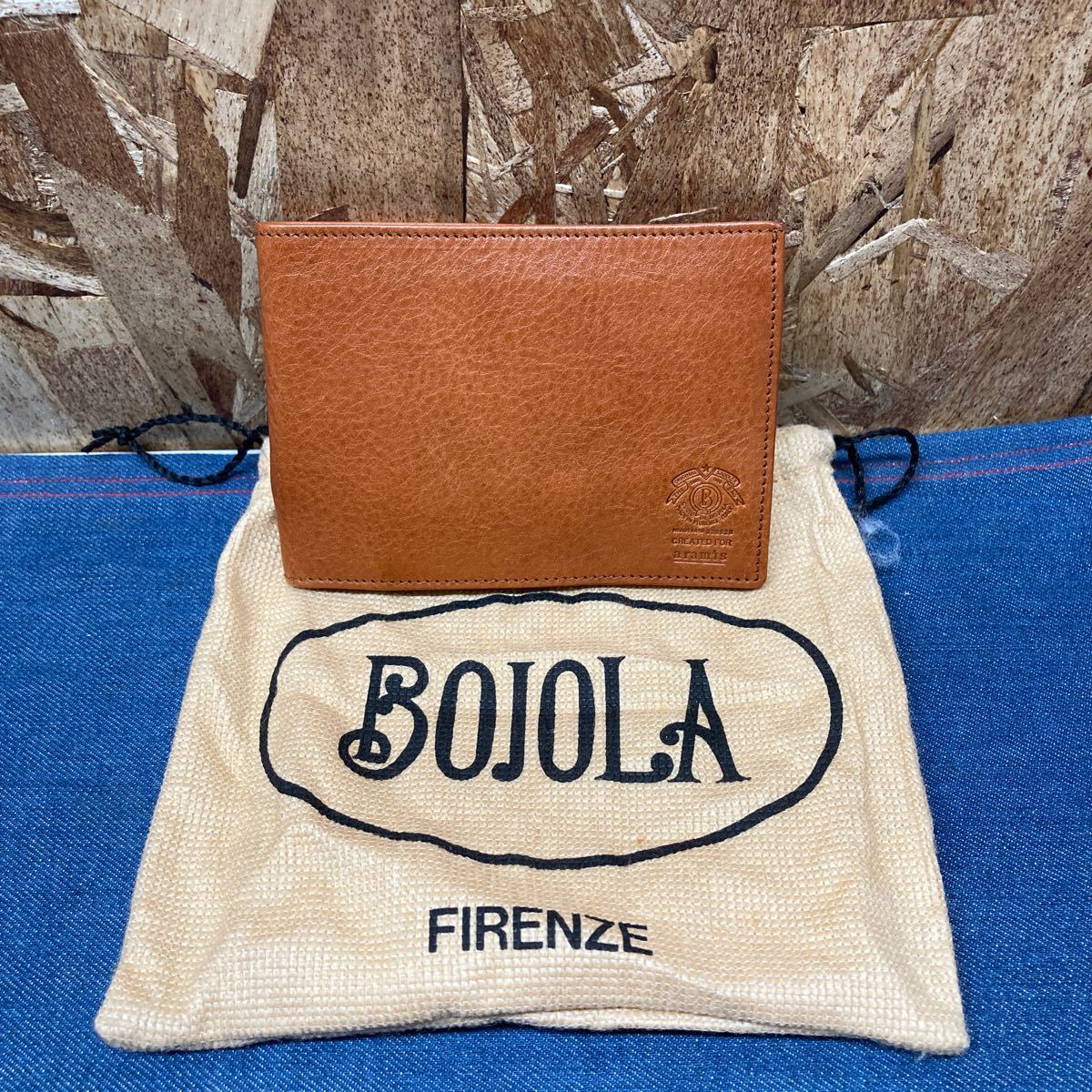 送料無料【Mあ794】イタリア製 BOJOLA レザー二つ折り ウォレット 財布　札入れ_画像1