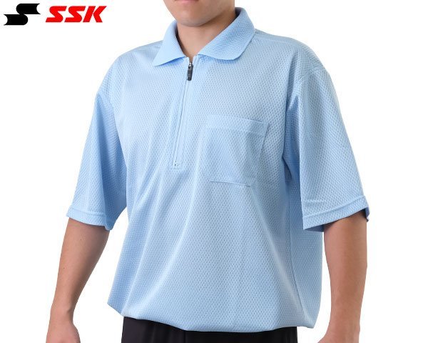 SSK UPW027HZ 野球 審判用半袖ポロシャツ ファスナータイプ パウダーブルー XO_画像1