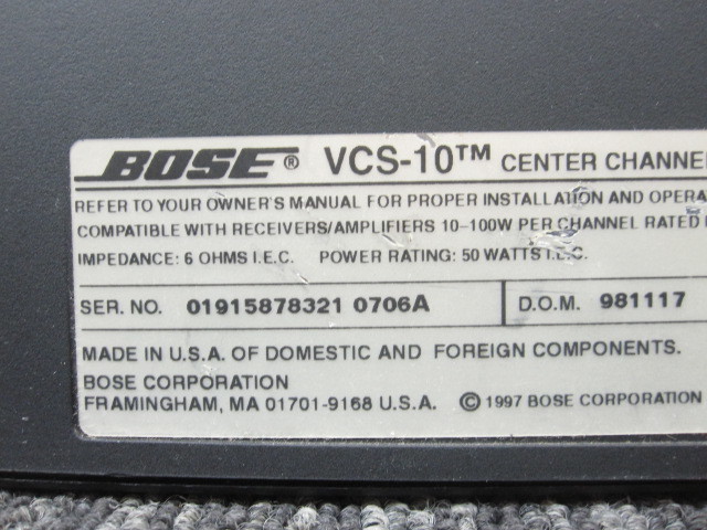 K3139M BOSE ボーズ VCS-10 センタースピーカー 音出し確認済_画像2
