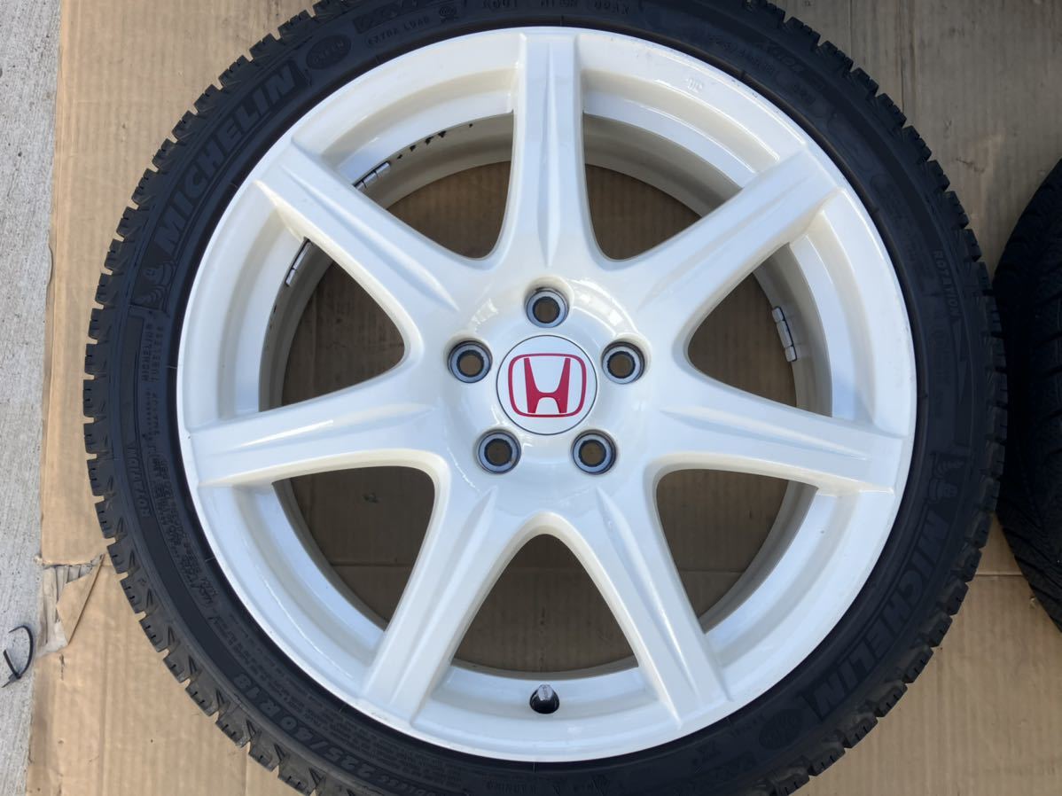 シビック タイプR ユーロ FN2 純正ホイール 7.5J +55 PCD114.3 ミシュラン スタッドレス 225/40R18 4本セット 225/40/18 FD2 インテグラ_画像2