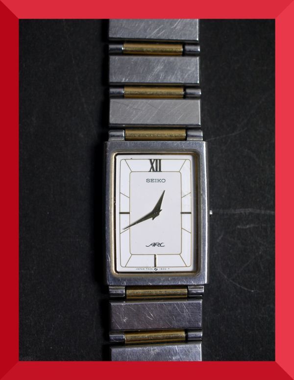 セイコー SEIKO ARC クォーツ 2針 純正ベルト 7320-6360 男性用 メンズ 腕時計 W392 ジャンク_画像1