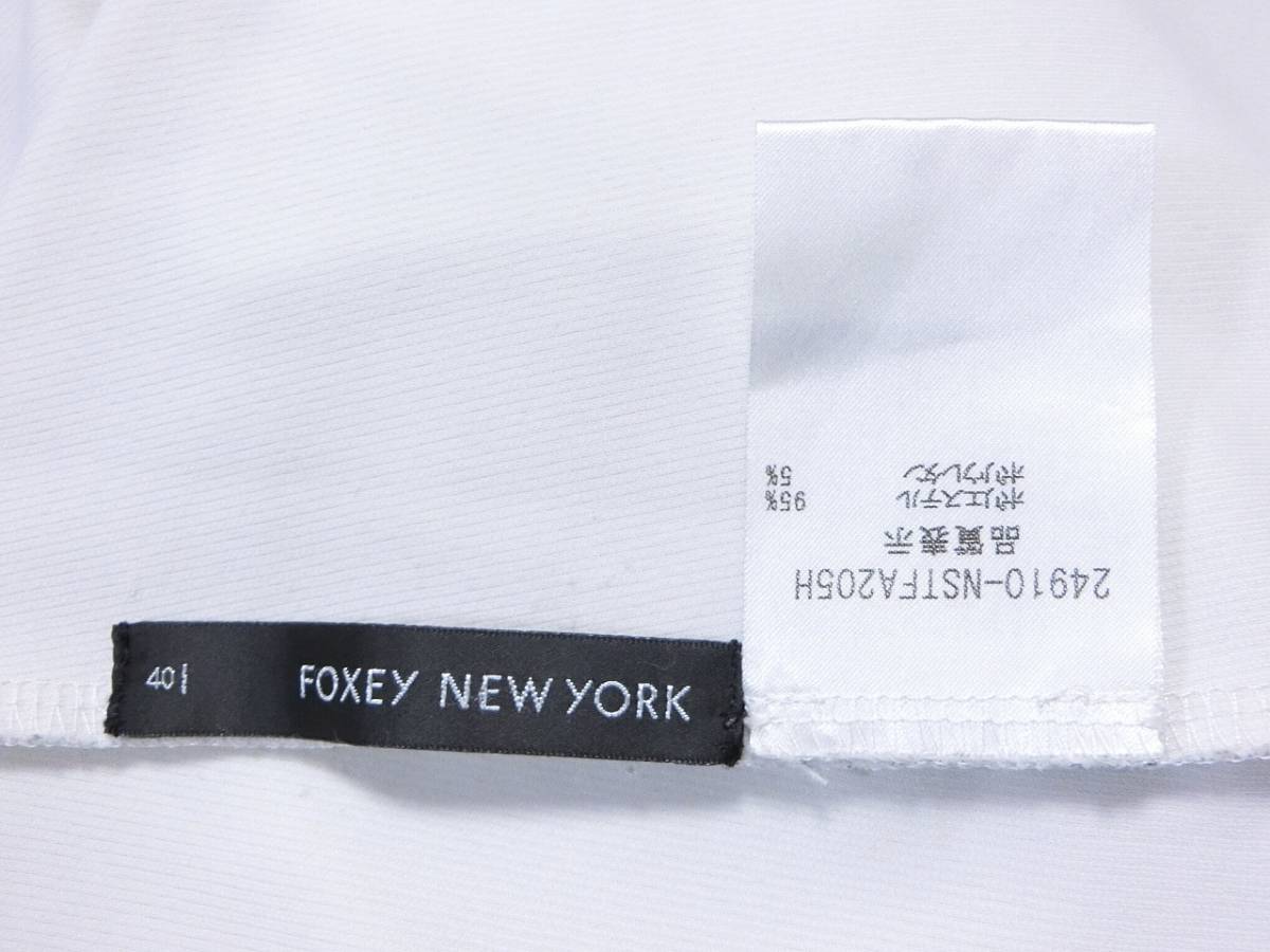 ★FOXEY NEW YORK フォクシー　ストレッチの効いた白でハイネックの長袖カットソー 40★_画像4