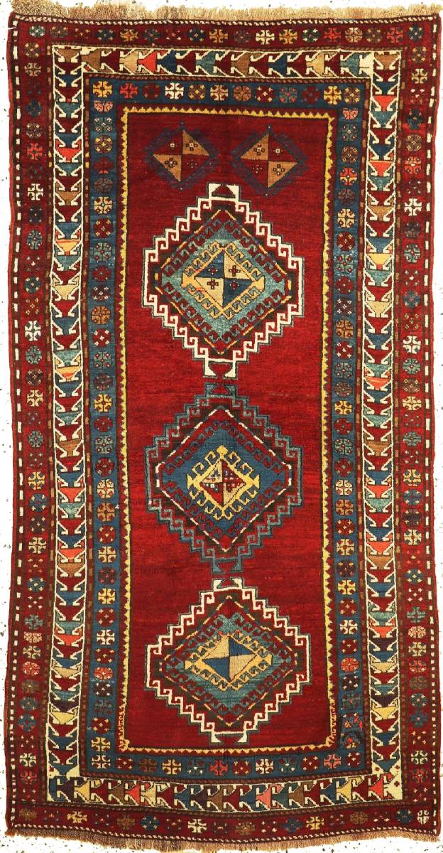 Spring Sale 開催!! ★状態良好★アンティーク カザック、(Kazak Rug) 230 x 122cm トライバルラグ コーカサス山脈の画像1